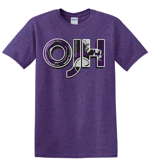 Lilac colored shirt with OJH logo