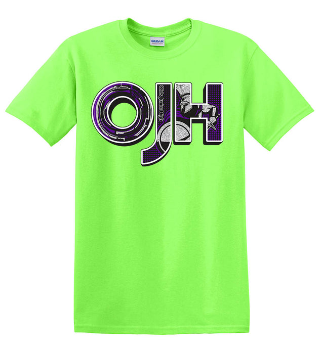 Neon Green colored shirt with OJH logo