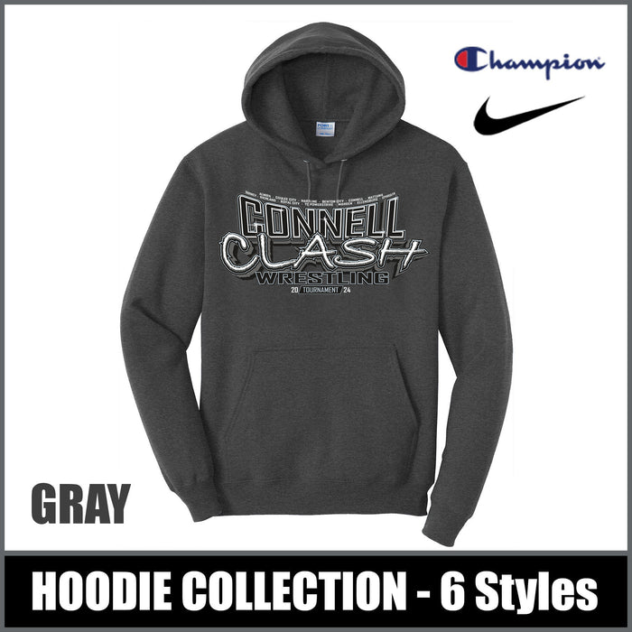 "Connell Clash 24" GRAY Hooded Sweatshirts