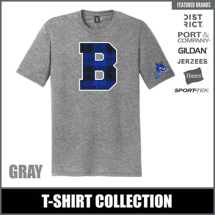 "Plaid B" GRAY T-Shirts - Basin City Elementary