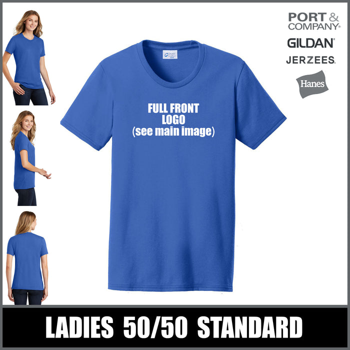 "Plaid B" BLUE Ladies T-Shirts - Basin City Elementary