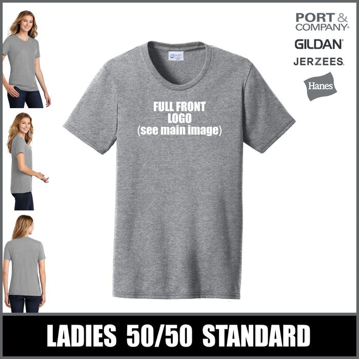 "Plaid B" GRAY Ladies T-Shirts - Basin City Elementary