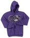 Heather Purple standard hoodie with OJH logo