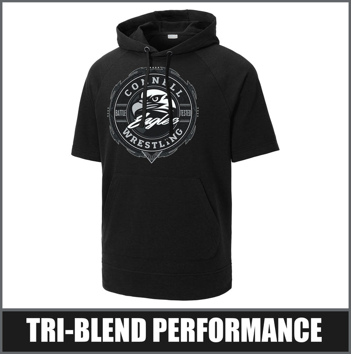 "Insignia" Tri-Blend Short Sleeve Hoodie - CHS Wrestling